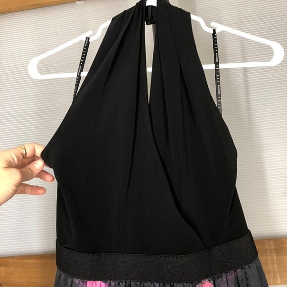IRIS SETLAKWE Silk Blend Halter Black Pink Abstract Floral Maxi Dress Sz 4 - Picture 4 of 12
